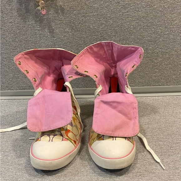 Coach Multi Color Signature Hi-Top Sneakers Sz10 - Picture 8 of 11